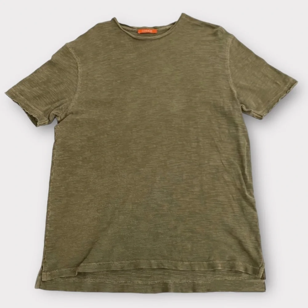 Codice Men’s T-Shirt Tee 100% Cotton Distressed Sleeve Hem Crew Neck Olive